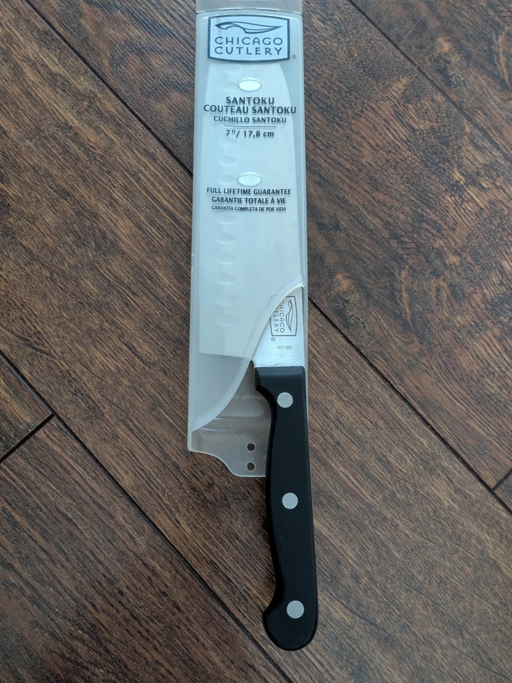 Black Santoku Knife - 7"